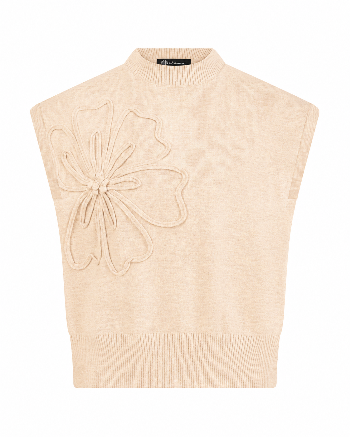 Women's Sculpted Floral Jacquard Knit Top – Apricot