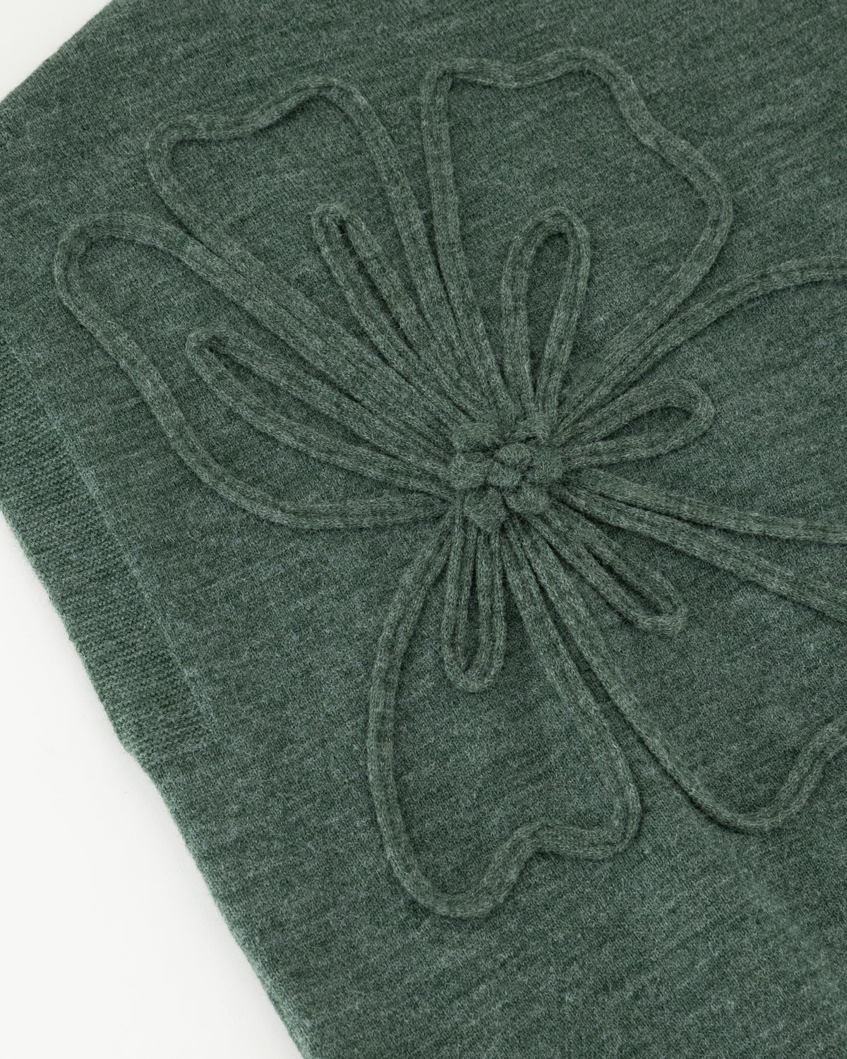 Women's Sculpted Floral Jacquard Knit Top – Dark Green