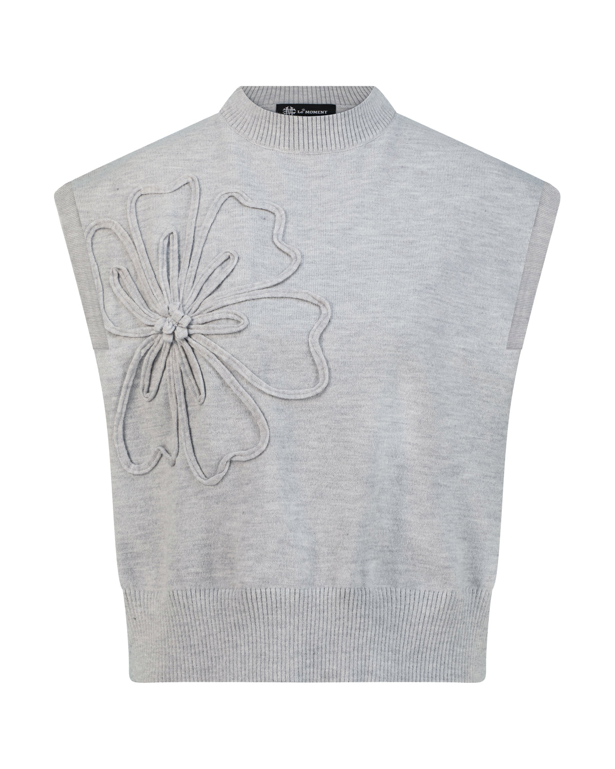 Women's Sculpted Floral Jacquard Knit Top – Grey