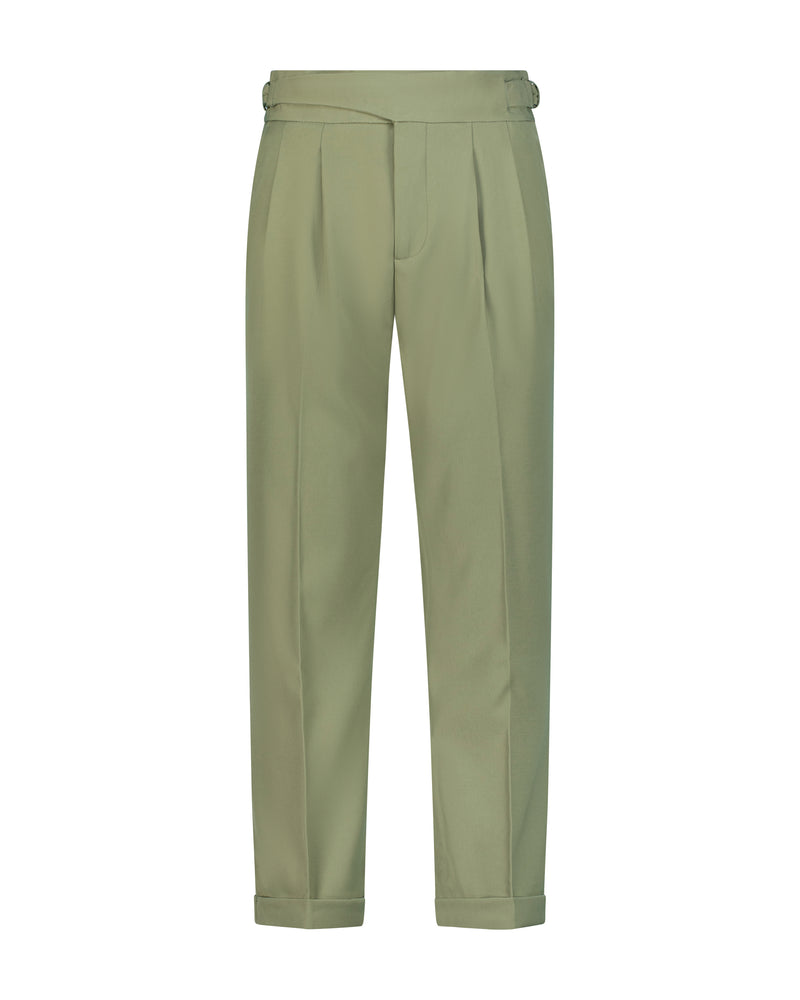 Men's High-Waist Tailored Trousers – Green