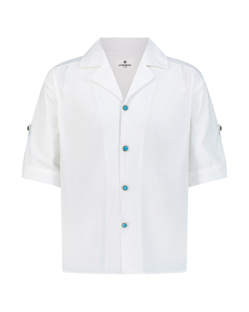 Turquoise-Button Resort Shirt