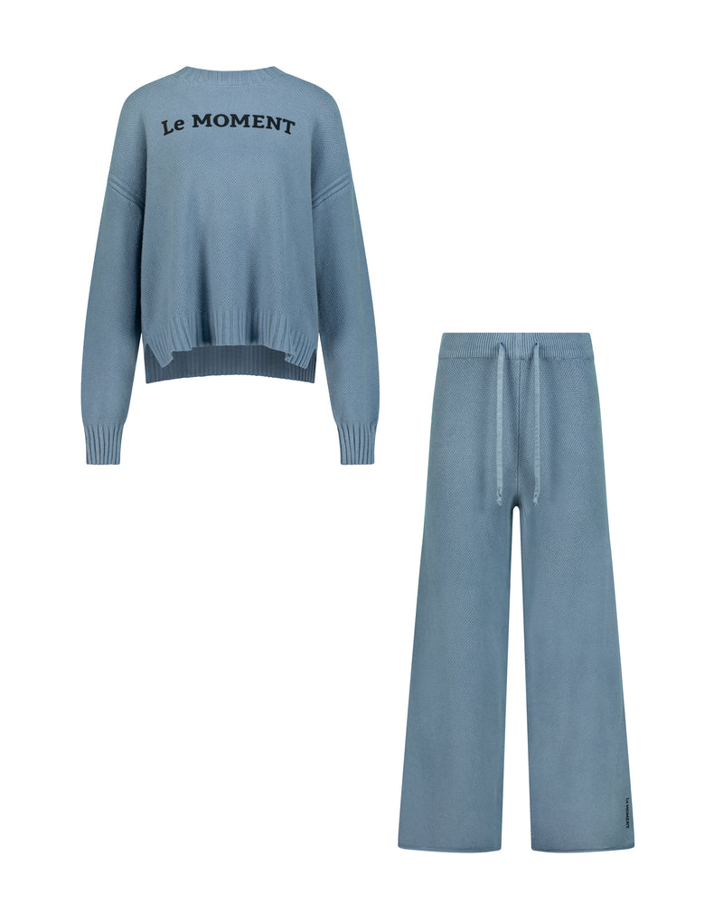 Le Moment Knitted Two-Piece Set-Blue