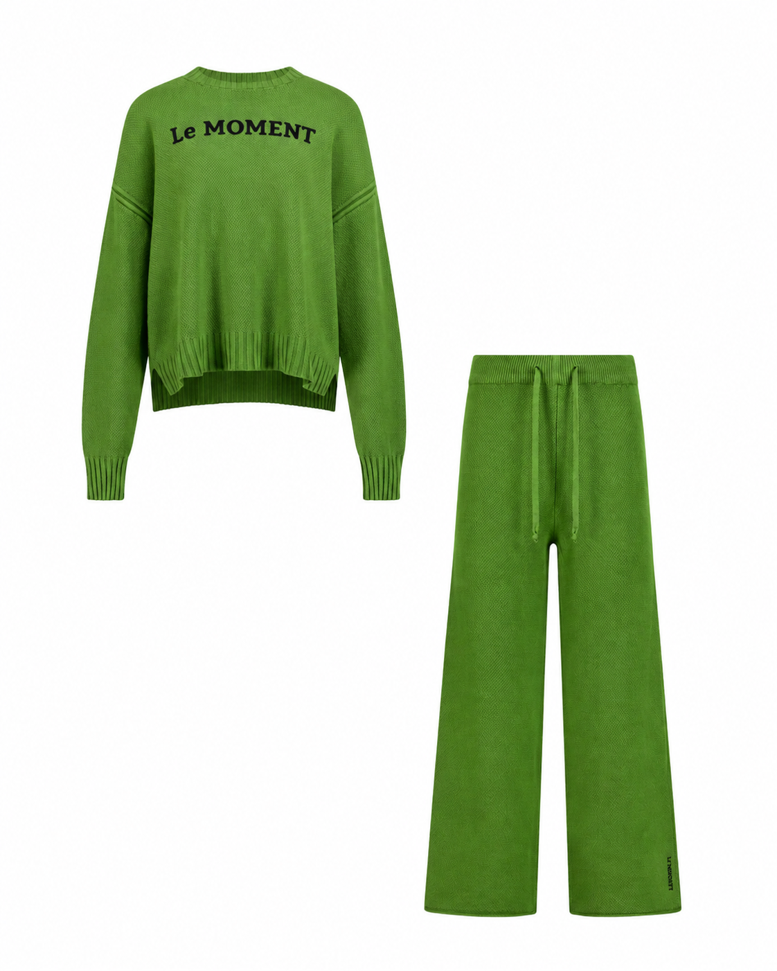Le Moment Knitted Two-Piece Set-Green